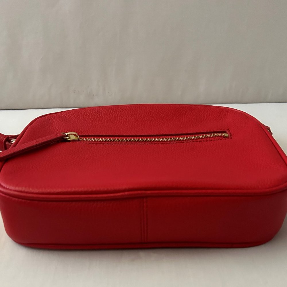 Nordstrom Red Pebble Leather Crossbody Small Dianne Goldtone Hardware - Picture 9 of 16
